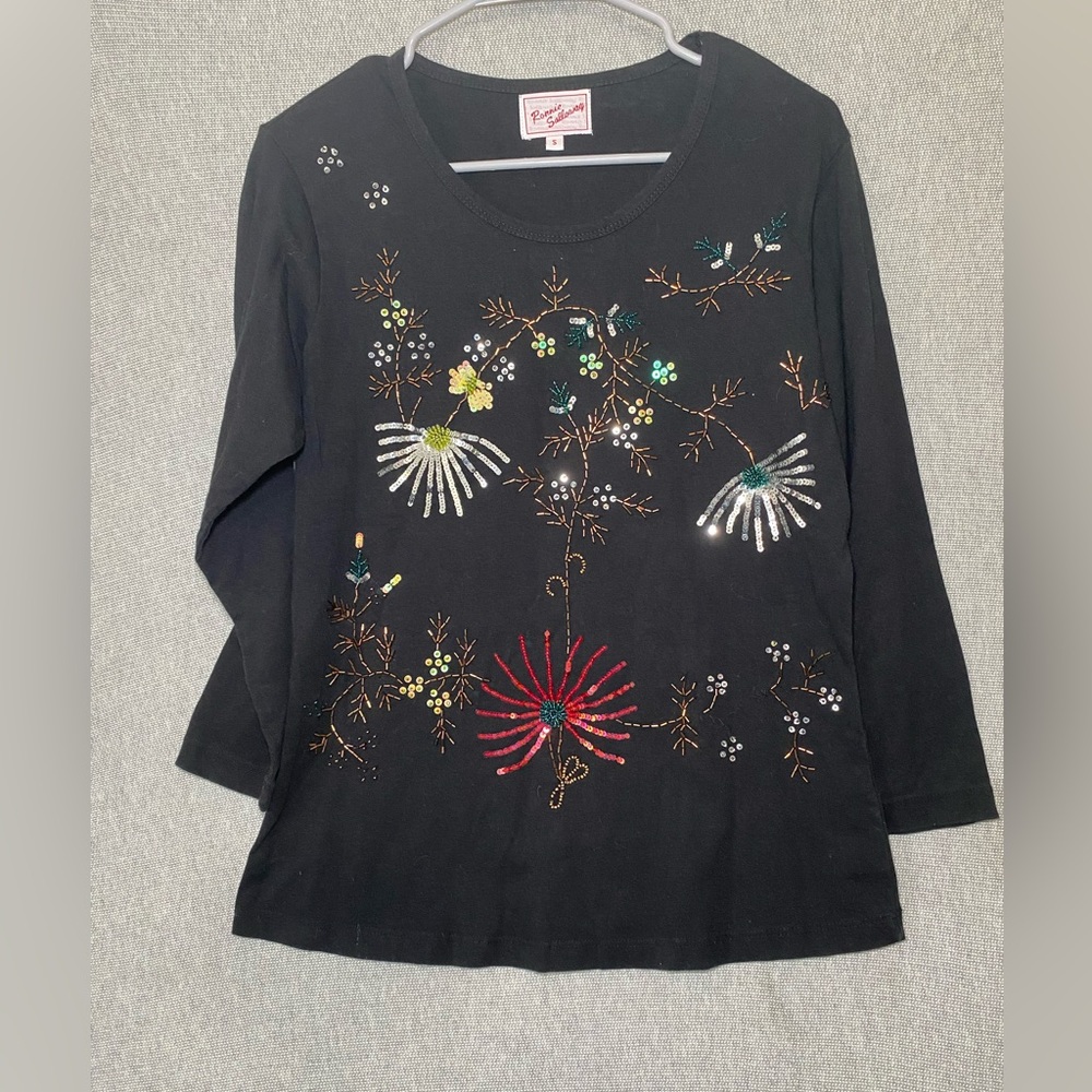 Ronnie Salloway Floral Beaded Size Small